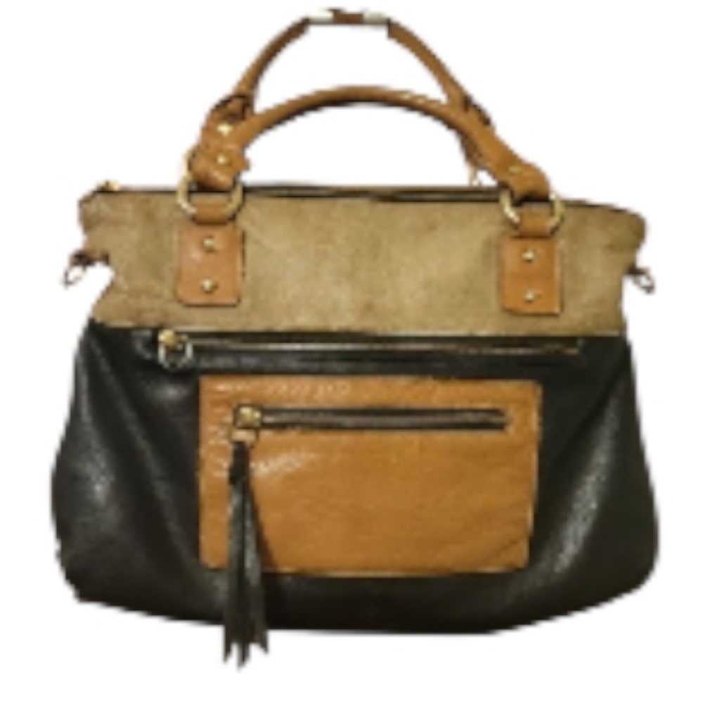 Pietro Alessandro Tan and Black Satchel with Leather Trim #9